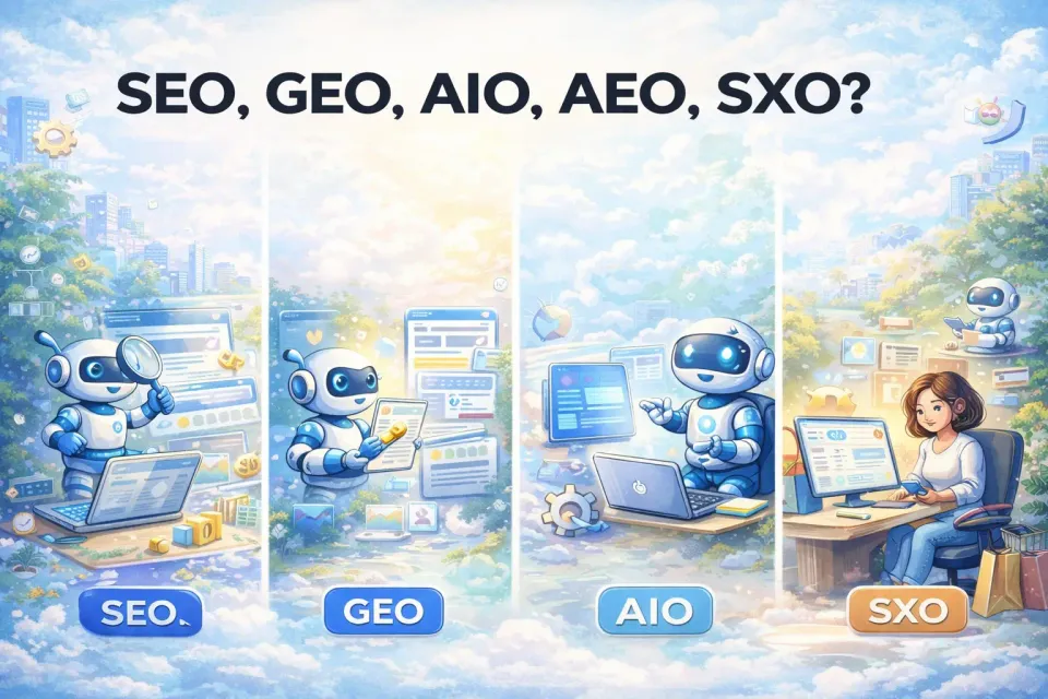 SEO, GEO, AIO, AEO, and SXO Explained for 2026